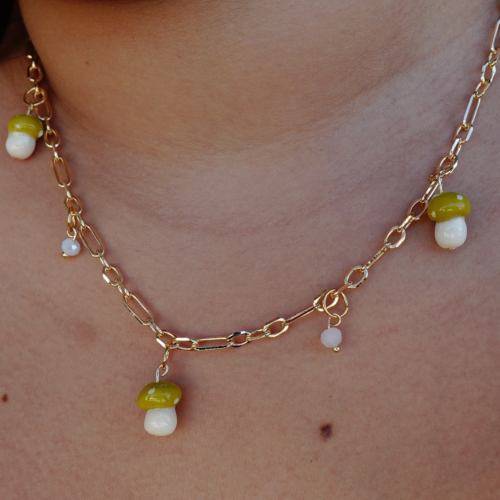 Collar - Charm Hongos Verde