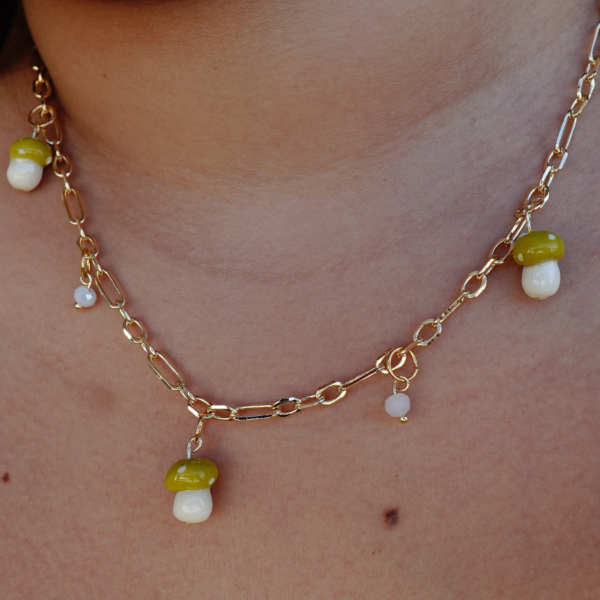 Collar - Charm Hongos Verde