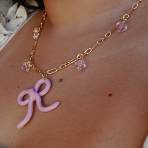 Collar - Charm Lazo rosa