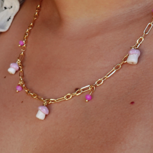 Collar - Charm Hongos Rosa
