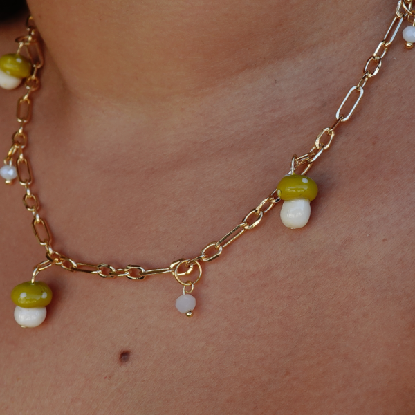 Collar - Charm Hongos Verde